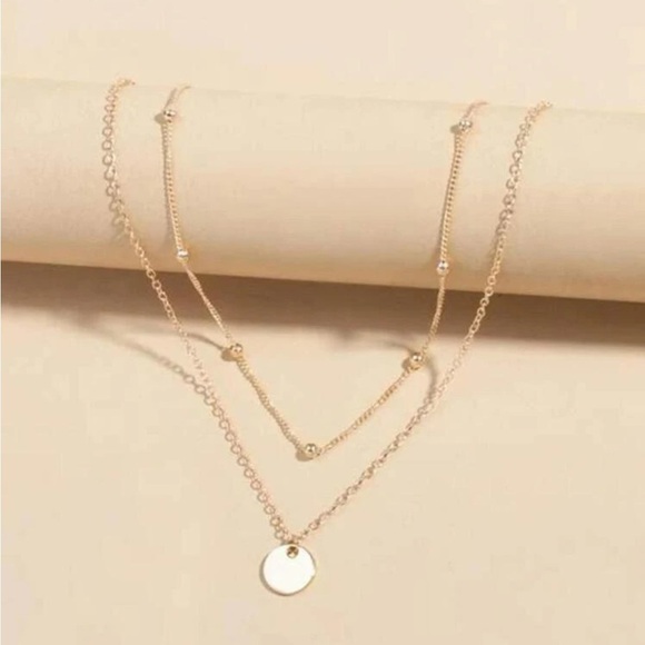 Gold tone coin layered necklace - Picture 1 of 4